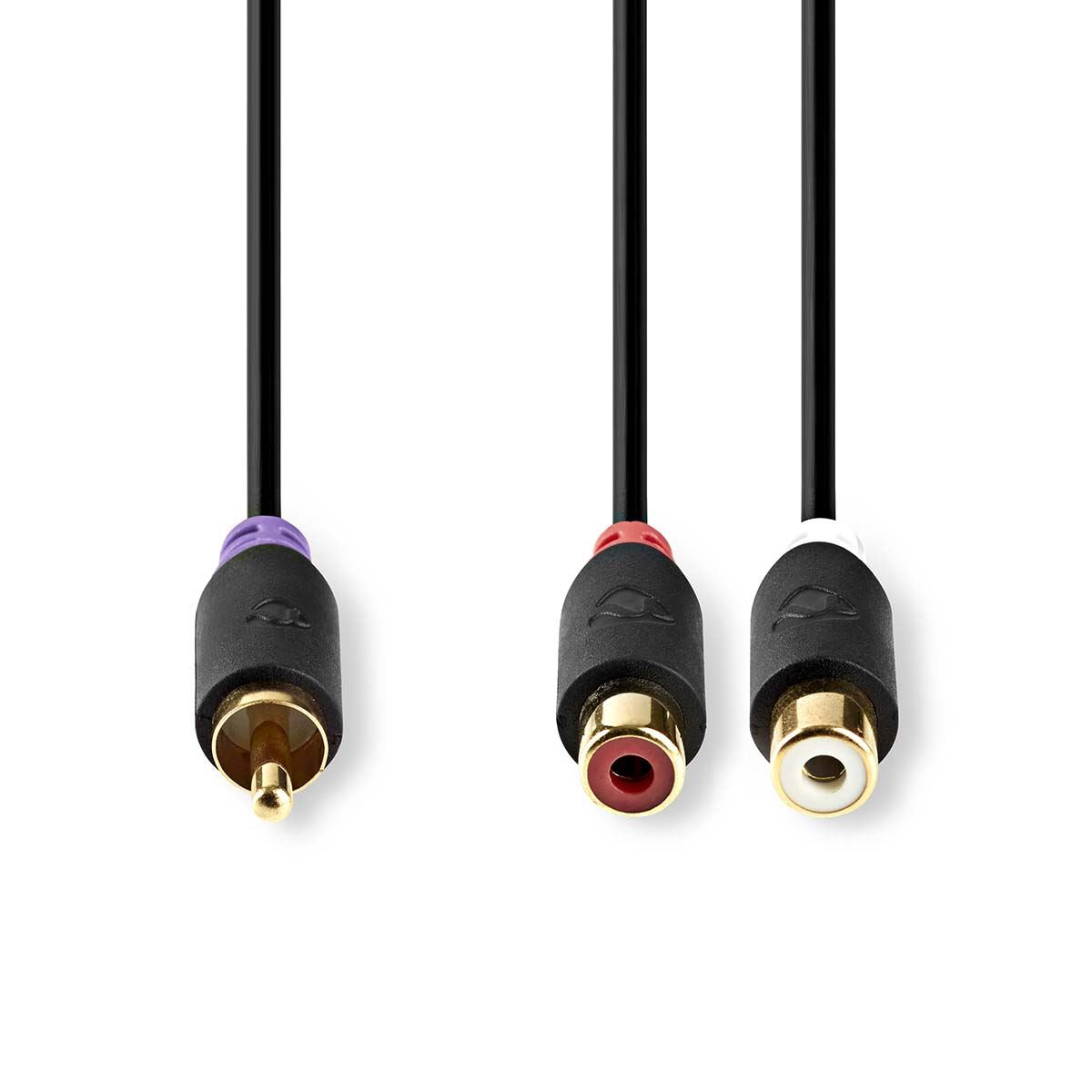 Nedis Subwoofer Cable | RCA Male | 2x RCA Female | Gold Plated | 0.20 m | Round | 4.0 mm | Anthracite | Box