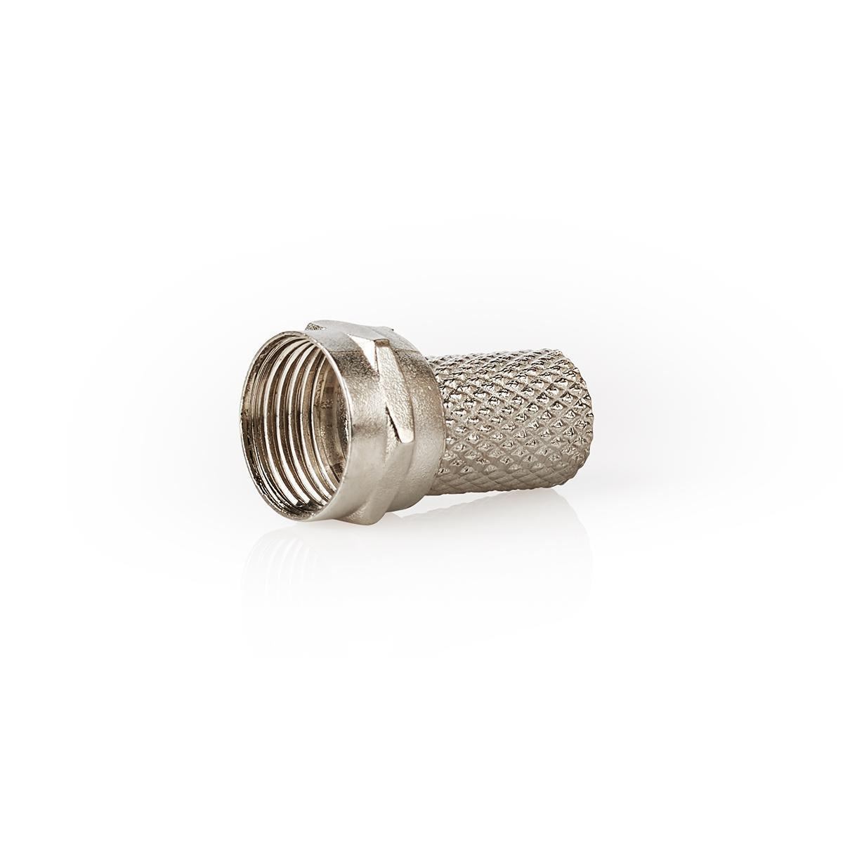 Nedis F-Connector | Straight | Male | Nickel Plated | 75 Ohm | Twist-on | Cable input diameter: 7.5 mm | Zinc Alloy | Silver