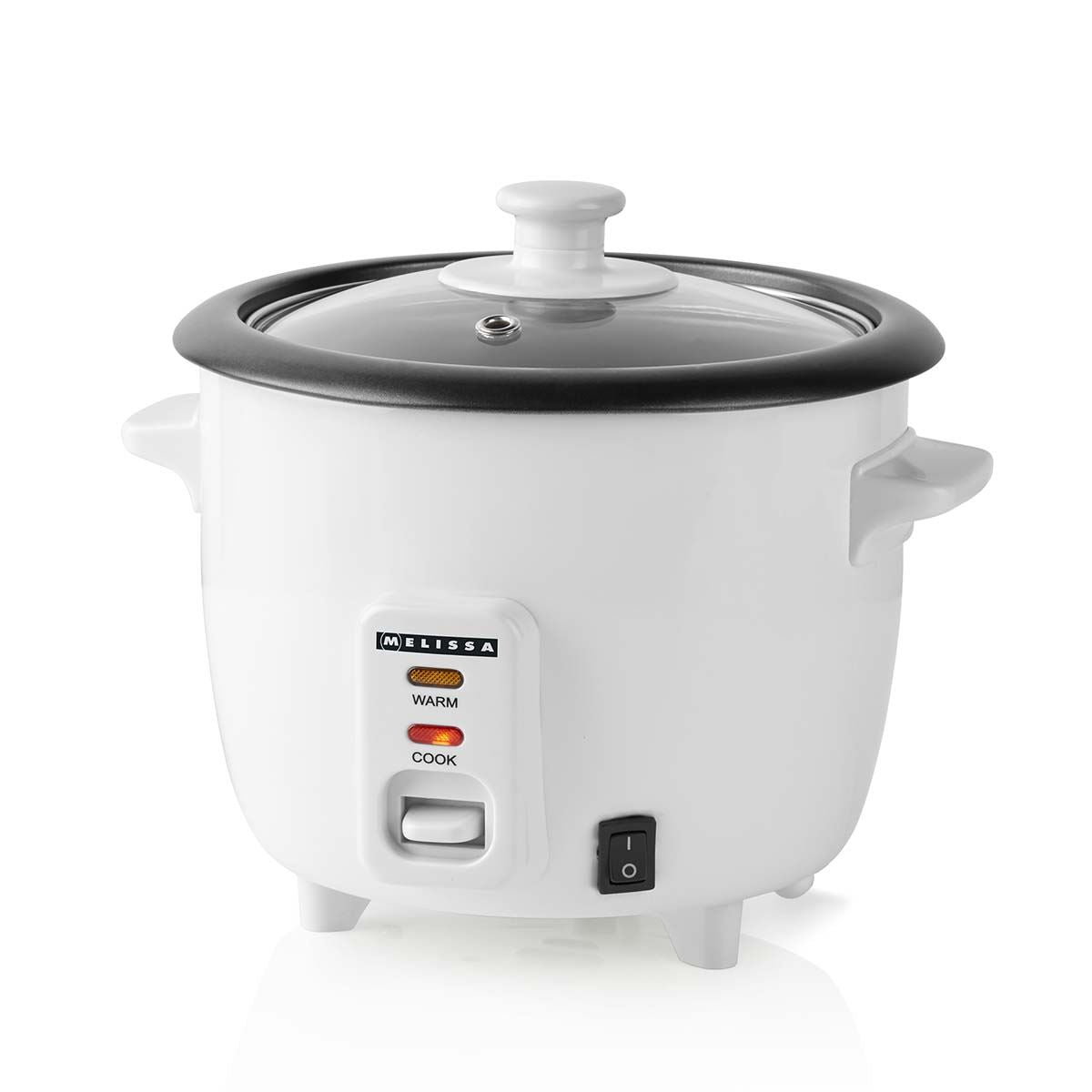 MELISSA 0.6L Rice Cooker & Steamer with Keep-Warm Function, 300W, for 1-2 People, Quick Preparation Without Burning, Non-Stick Coating incl. Steamer Insert