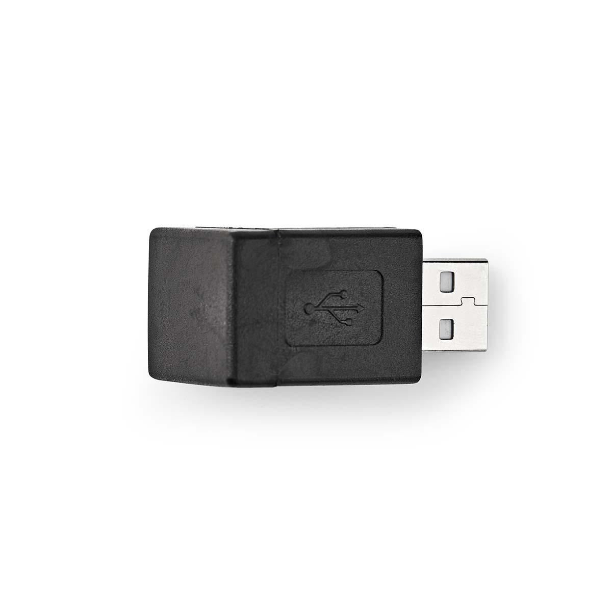 Nedis USB-A Adapter | USB 2.0 | USB-A Male | USB-A Female | 480 Mbps | Round | Nickel Plated | PVC | Black | Box