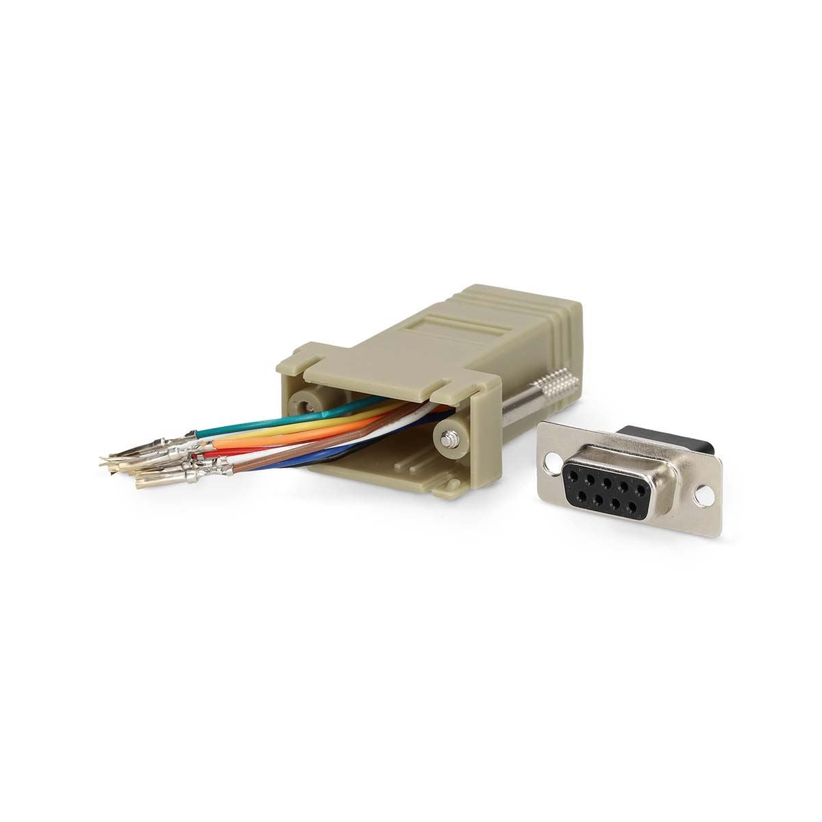 Nedis Serial Adapter | Adapter | D-SUB 9-Pin Female | RJ45 Female | Nickel Plated | Ivory | Box