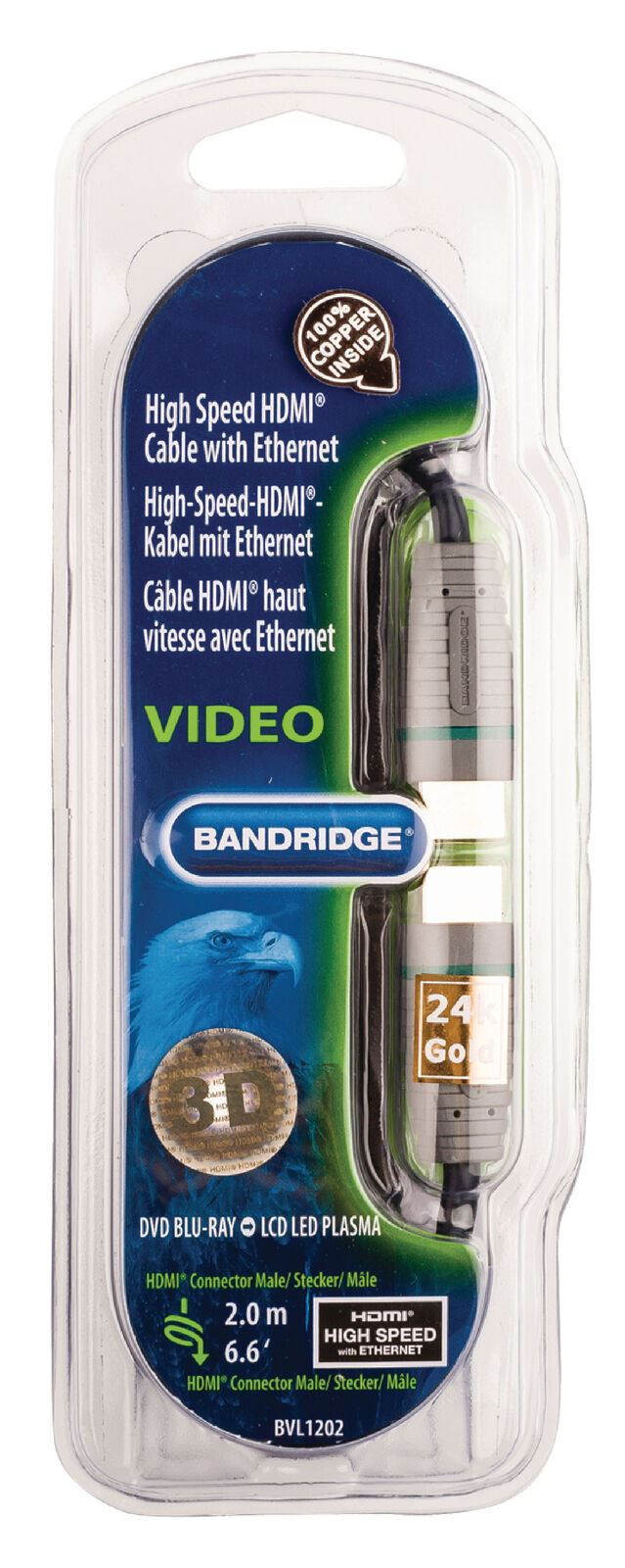 Bandridge 2m High Speed HDMI Cable with Ethernet