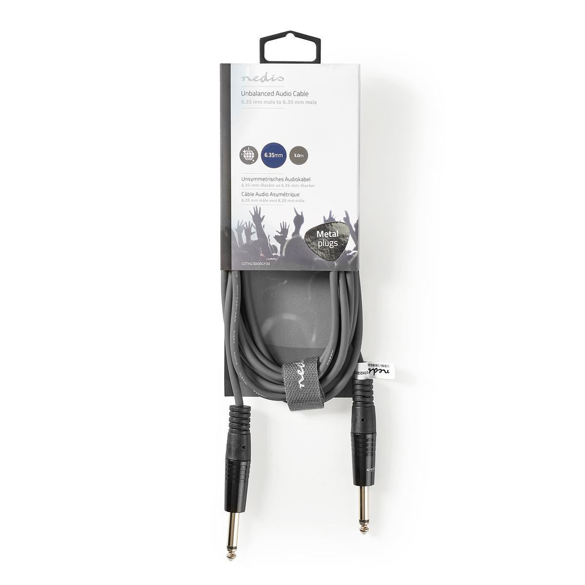 Nedis Mono Audio Cable | 6.35 mm Male | 6.35 mm Male | Nickel Plated | 3.00 m | Round | PVC