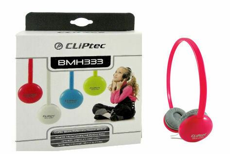 CLiPtec Kids Bright Stereo Multimedia Headphones with inline Mic for Gaming, Chat, Music and more - Pink