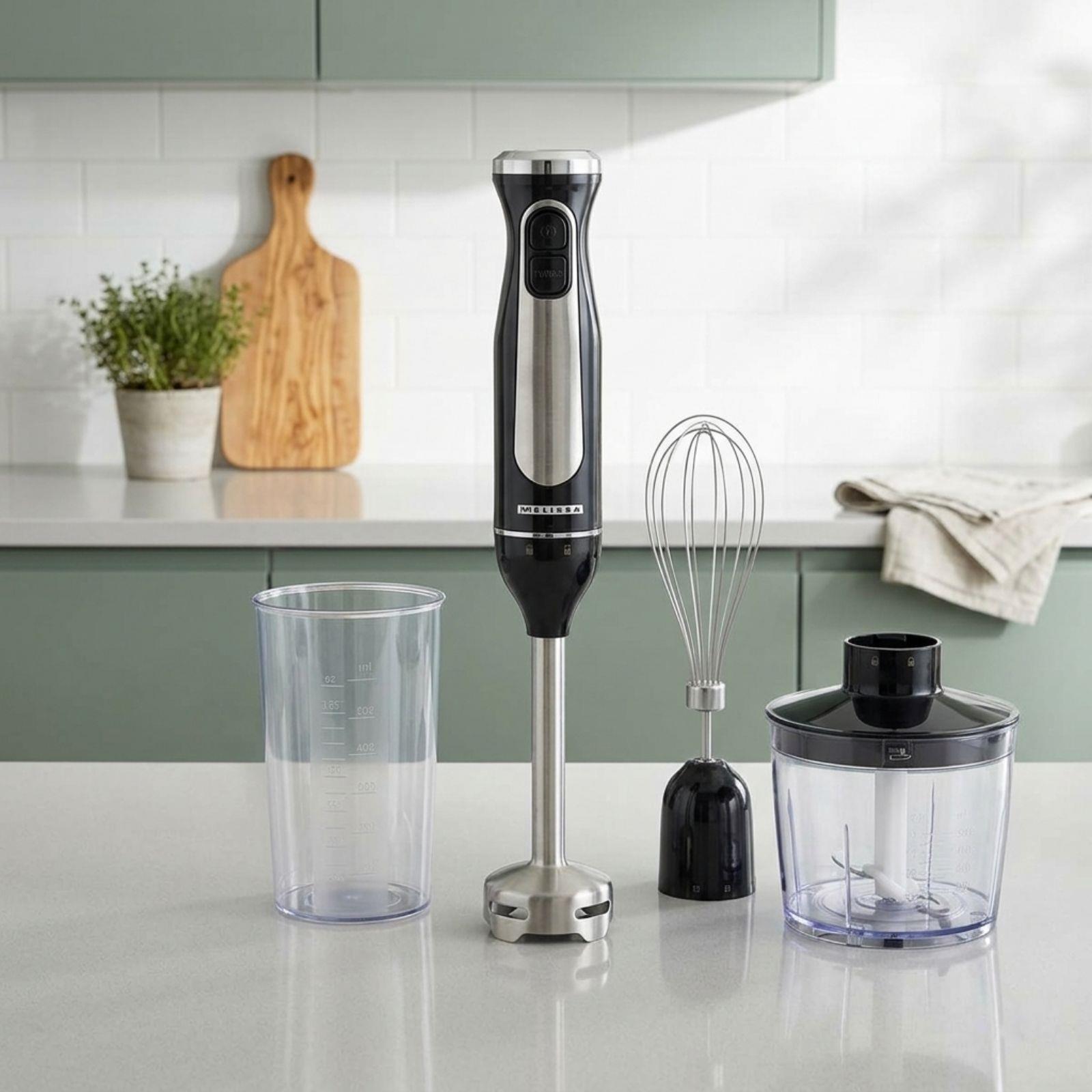 MELISSA 600W Hand Blender, Handheld Stick Immersion Mixer with Stainless Steel Blades, Ideal for Smoothies Shakes Baby Food Soup Purees & Sauces
