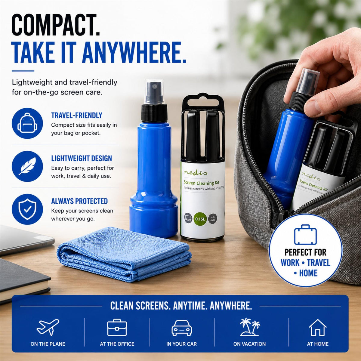 Nedis Screen Cleaner Kit for LCD, LED & Plasma TV, PC, Phone & Tablet,
