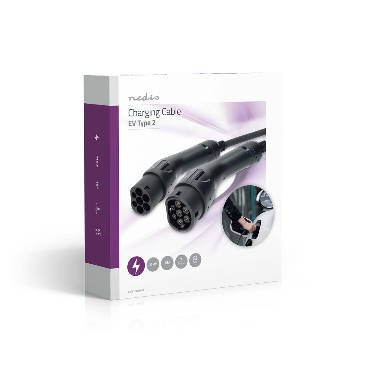 Nedis Electric Vehicle Cable | Cable Type 2 | 16 A | 11000 W | 3-Phases | 5.00 m | Black