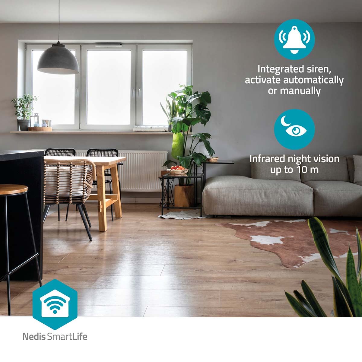 Nedis SmartLife Indoor Camera | 3MP Full HD 1296p | Cloud Storage (optional) / microSD (not included) / Onvif | With motion sensor | Night vision | White