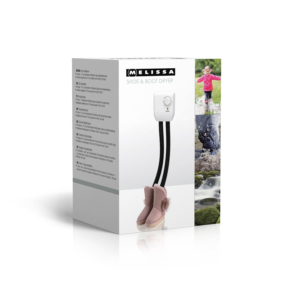 Melissa Electric 250w Shoe Dryer, Wall Mounted Boot Warmer with Heat Blower, 2 Warm Air Exhausts and Timer, Quick Drying for Wet Shoes, Gloves, Hats, Socks, Trainers, Boots and more