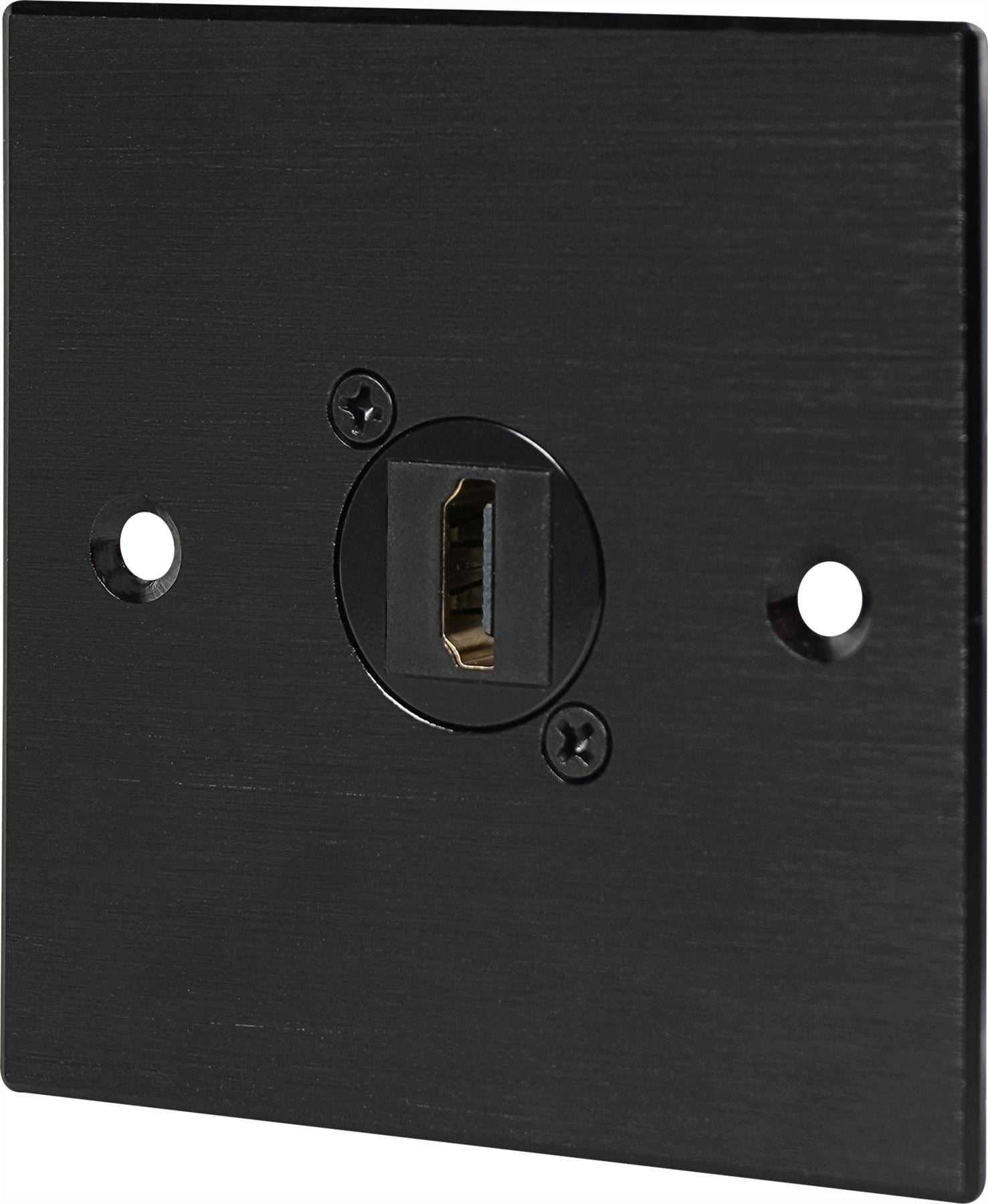 Black Wall Face Plate Electrical AV Slim Series 1 x HDMI Feedthrough Wall Plate Metal