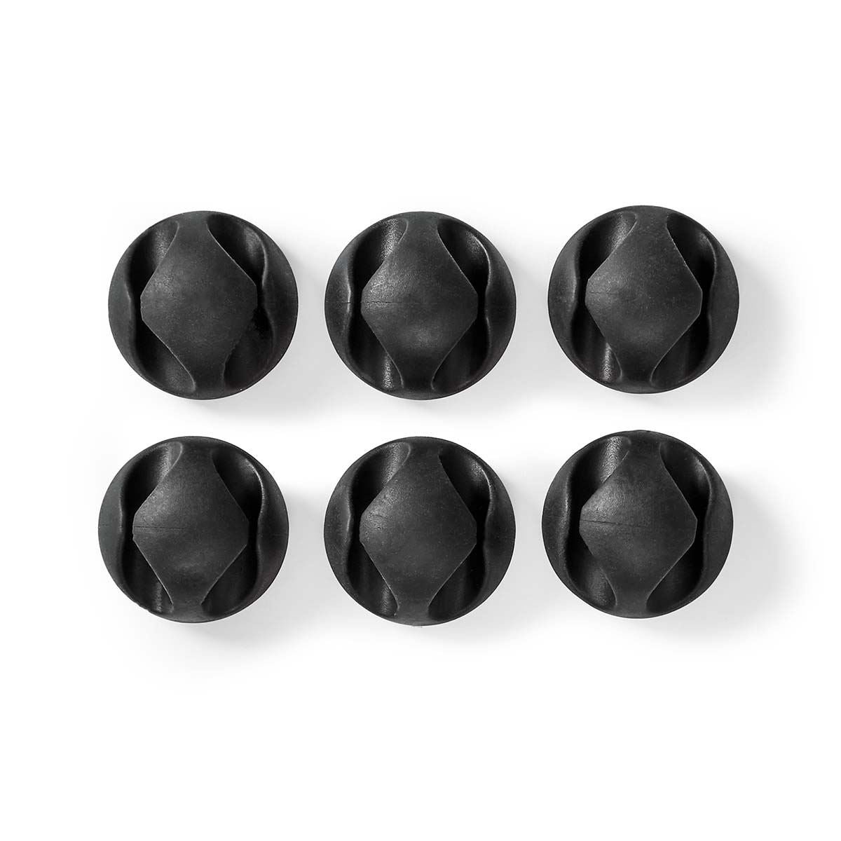 Nedis Cable Management | Cable Clip | Click and Go | 6 pcs | Number of slots: 2 Slots | Maximum cable thickness: 5.3 mm | TPE | Black