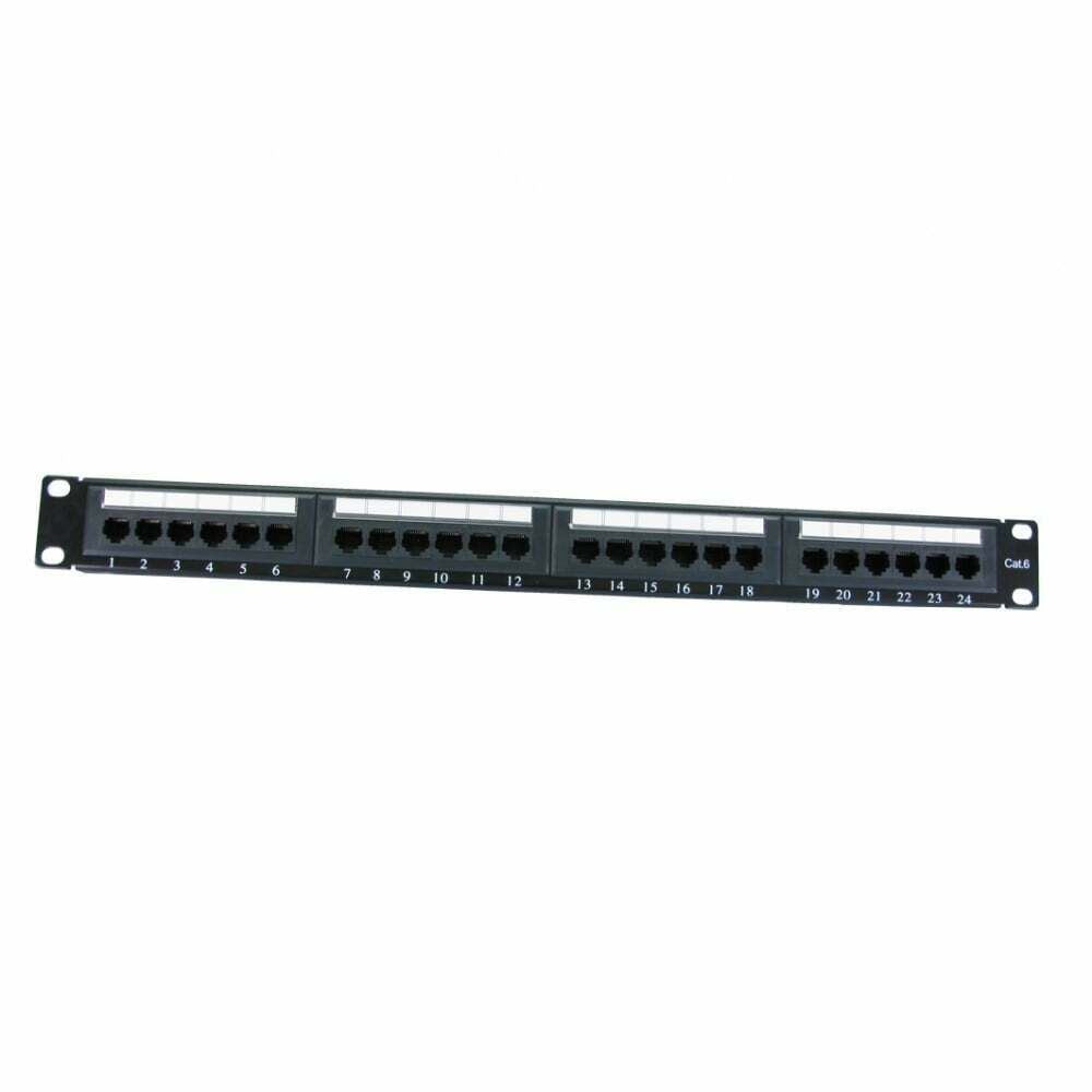 Ex-Pro 19 Inch CAT6 1U 24 Port RJ-45 Patch Panel. Unshielded. Black
