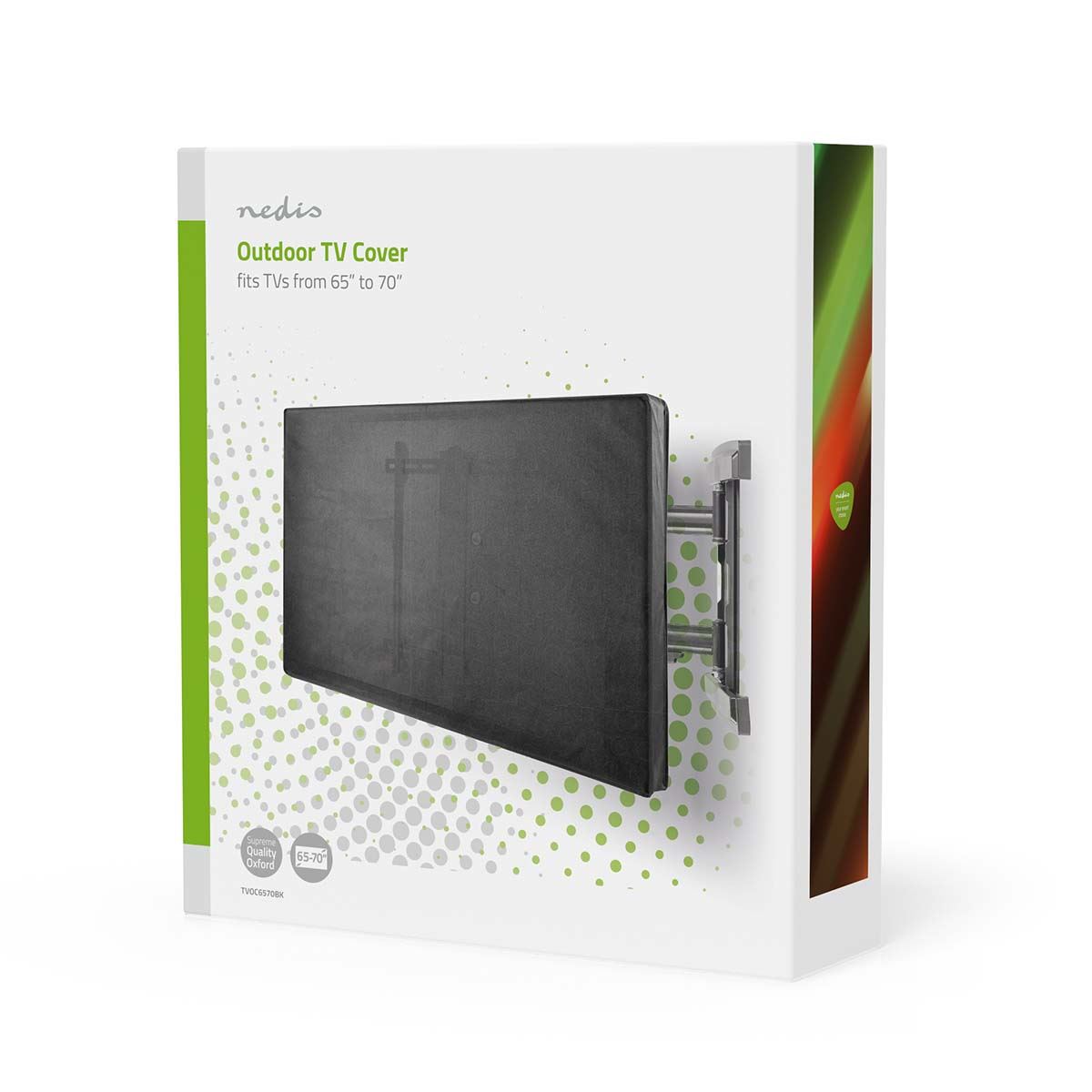 Nedis Outdoor TV Screen Cover, 65-70 in, Weatherproof Oxford Cloth, 360 Protection From Rain, Sunlight, Dust & Wind, with Side Zips & Remote Control Pocket, for Garden, Pub or Commercial Use