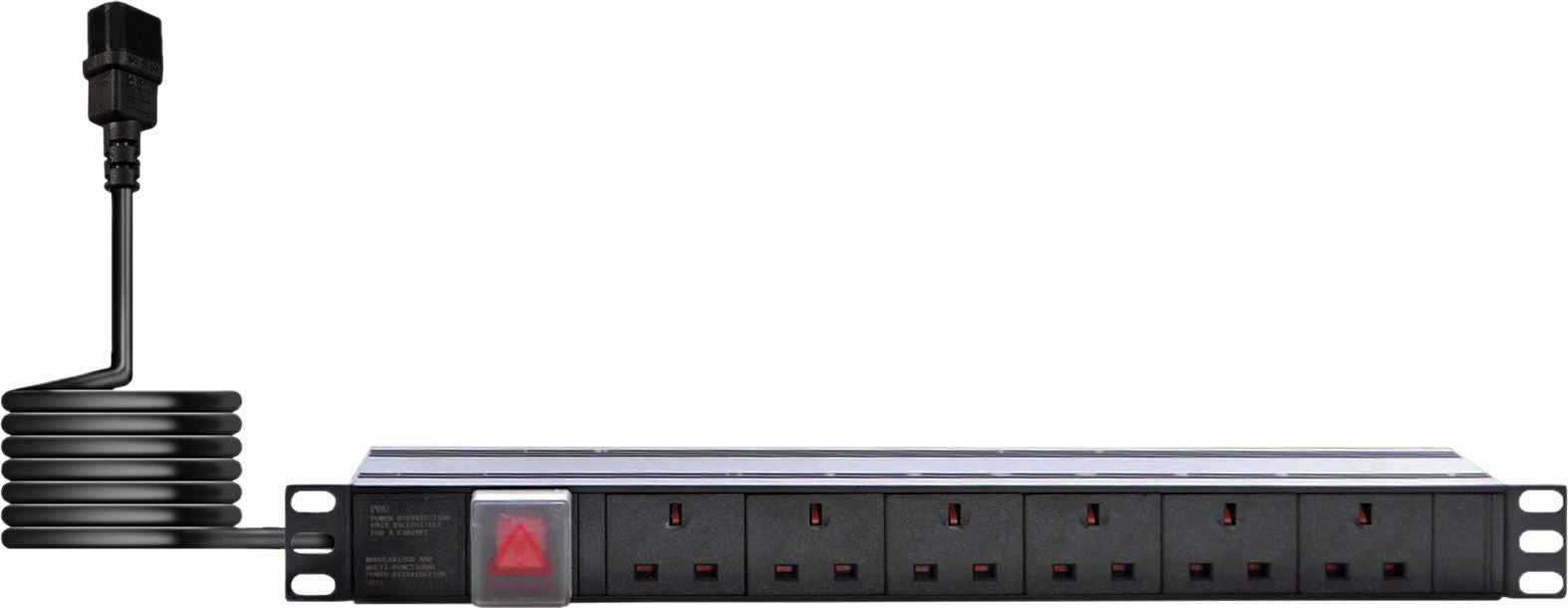 6-Way Horizontal IEC C13 Surge Protected Switched PDU 19-Inch 1U Power Distribution Unit 2m