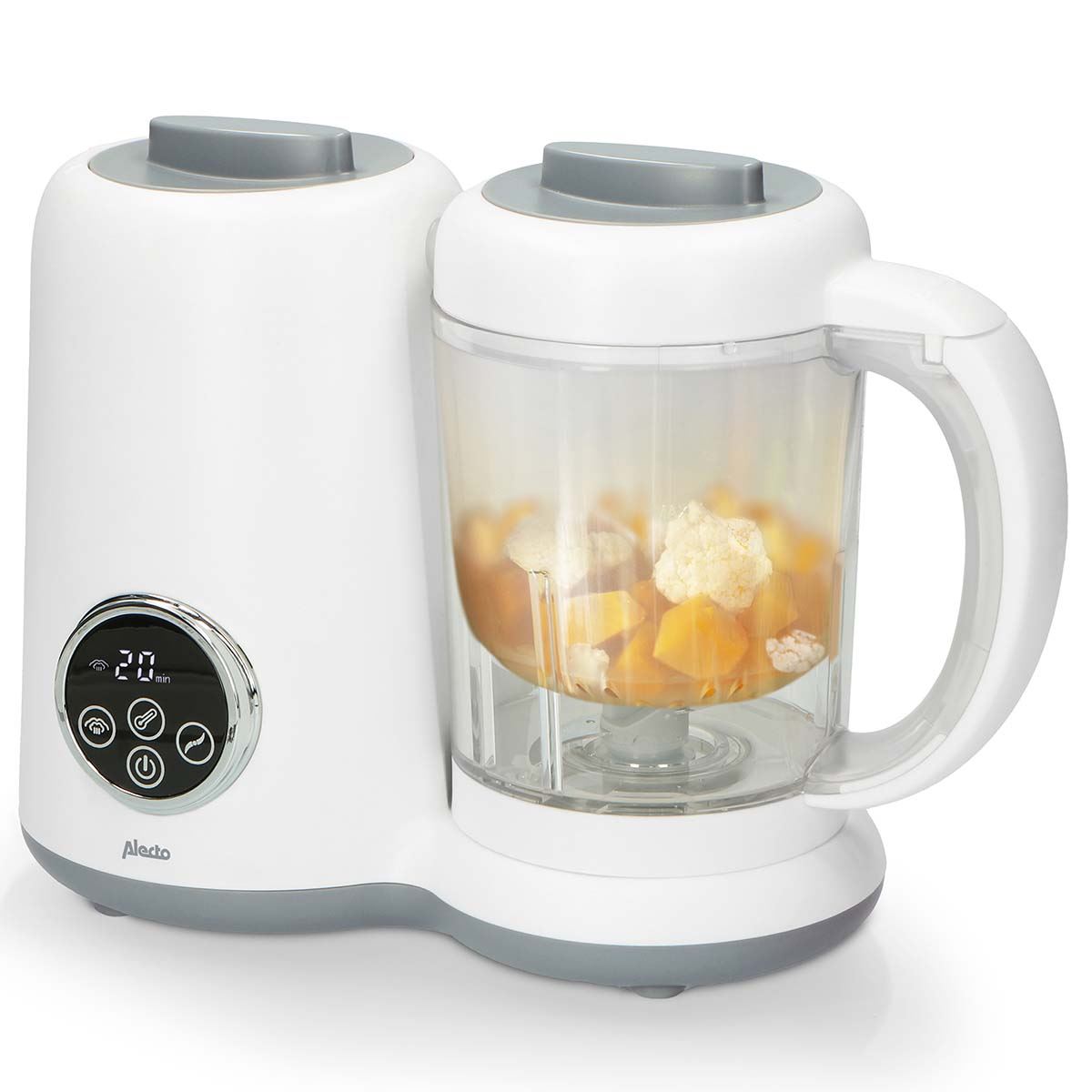 Alecto 5-in-1 Baby Food Maker, One Step Baby Food Processor Blender Grinder Puree Maker, Blend, Warm, Sterilize, Steam Cook, BPA-Free