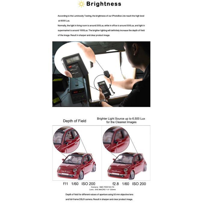 Digpro iPhotoBox Lite 90cm Photo Light Box, LED Photography Studio with 6000 Lux Lighting, 5 Brightness Levels, Reflection-Free Product Photography
