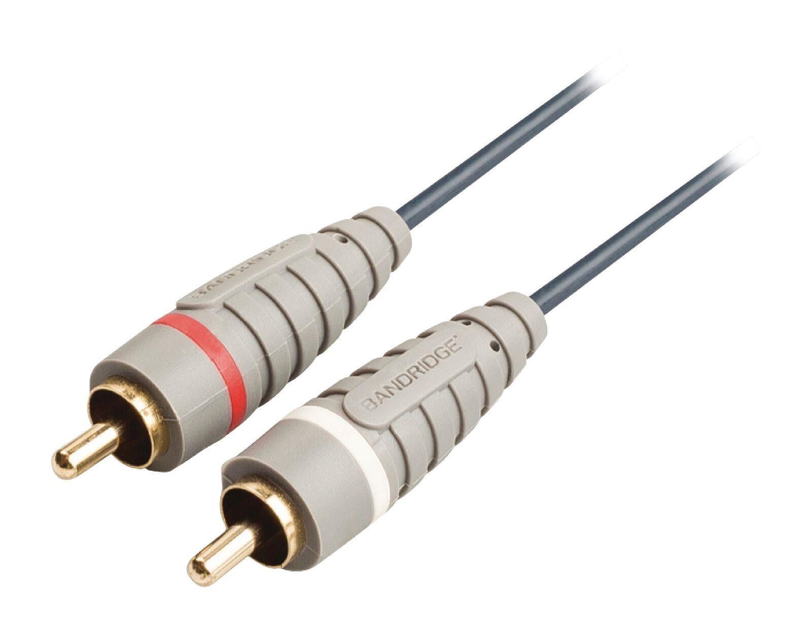 Bandridge 50cm 0.5m Twin Phono RCA Cable Speaker Amp Lead Male To Male Plug