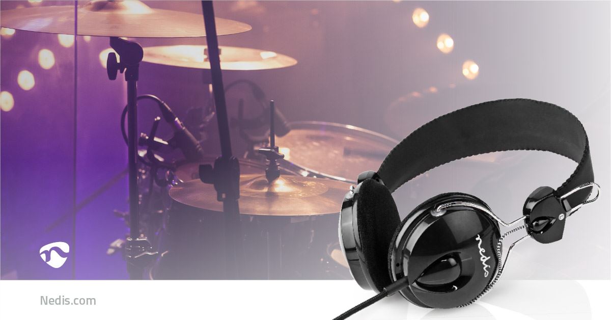 Nedis On-Ear Wired Headphones, Ultra-Lightweight Compact Design, Soft Cushion Ear Pads, Braided Tangle-Free Cable, Adjustable Headband, 3.5mm Connector � Black