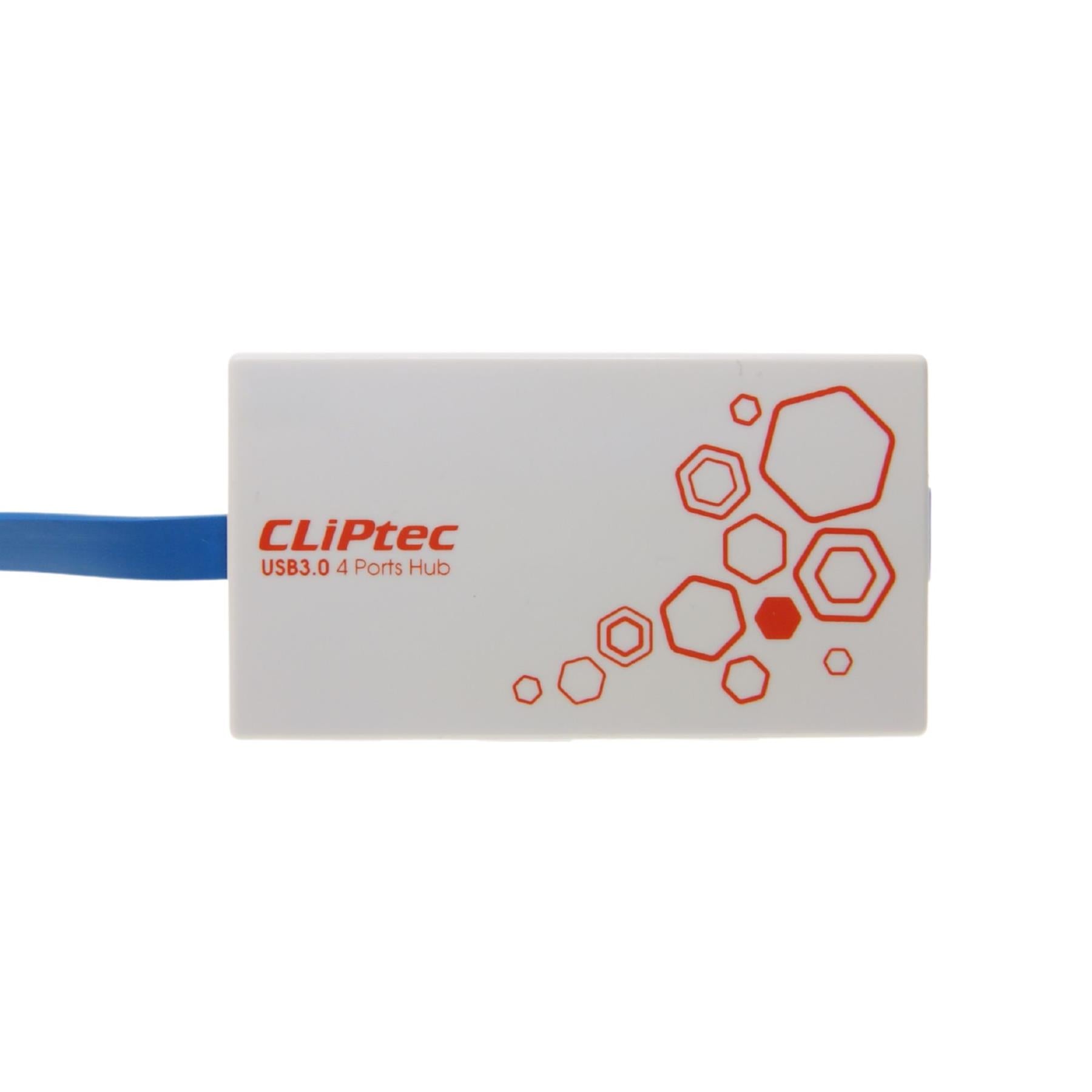 CLiPtec 4 Port USB HUB 3.0 Extension Adapter for Desktop PC Laptop High Speed - White