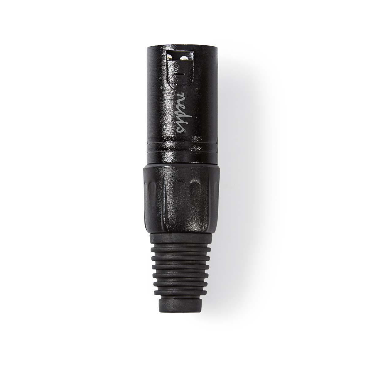 Nedis XLR 3 Pin Connector | Straight | Male | Nickel Plated | Soldering | Cable input diameter: 5.0 mm | Metal | Black | 1 pcs | Polybag