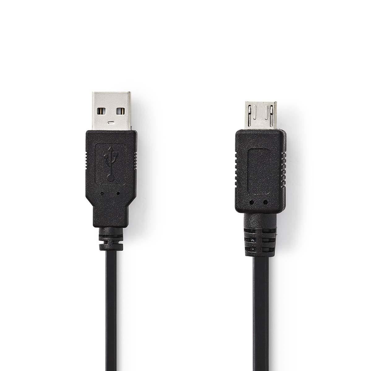Nedis USB Cable | USB 2.0 | USB-A Male | USB Micro-A | 480 Mbps | Nickel Plated | 2.00 m | Round | PVC | Black | Polybag