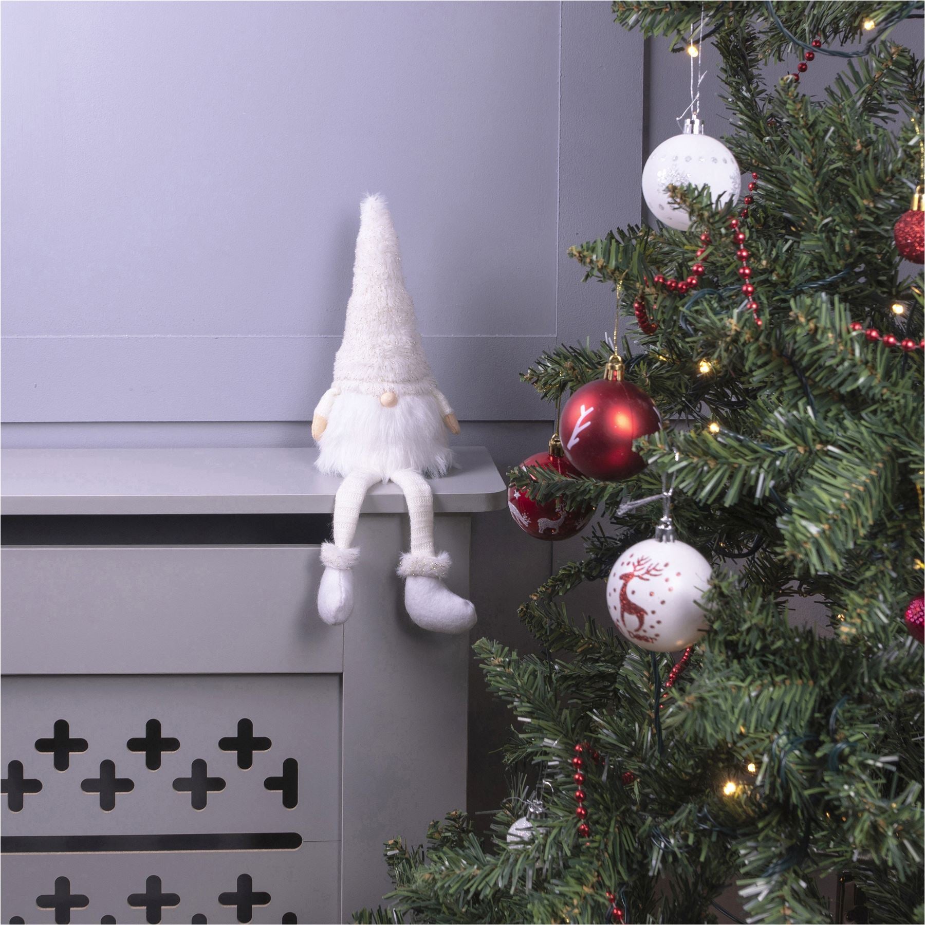 Christmas Long Legged Gonk Nordic Style Gnome Xmas Decoration - Finn (White)