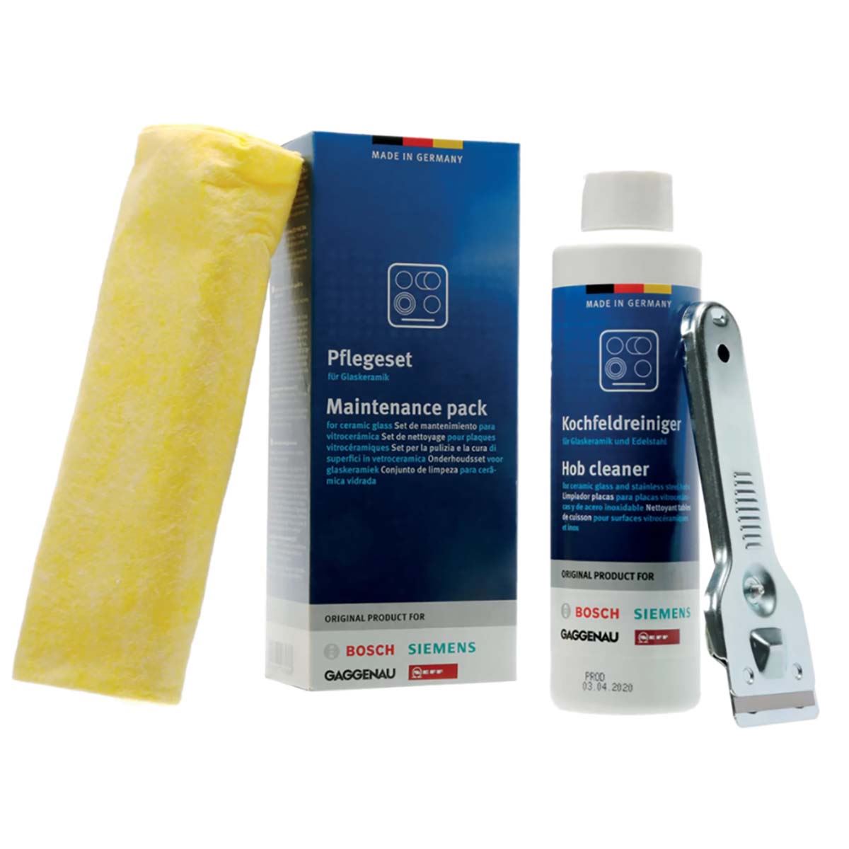 Bosch Maintenance Kit Set for Glass, Ceramic, Induction and Stainless Steel Hobs