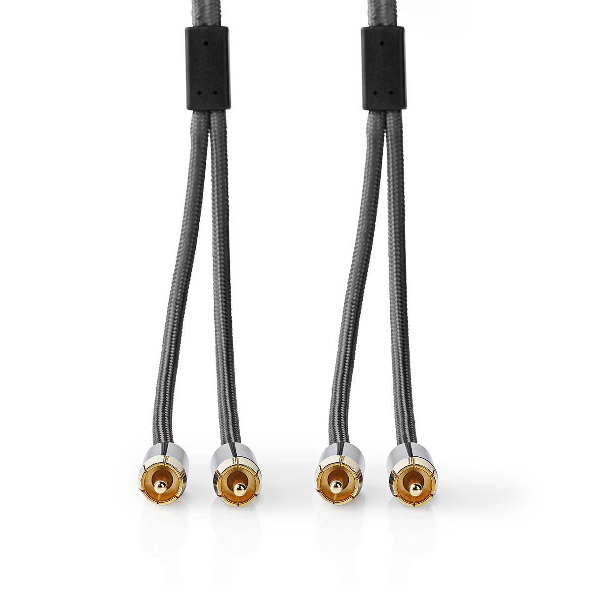 Nedis Stereo Audio Cable | 2x RCA Male | 2x RCA Male | Gold Plated | 2.00 m | Round | Grey / Gun Metal Grey | Cover Window Box