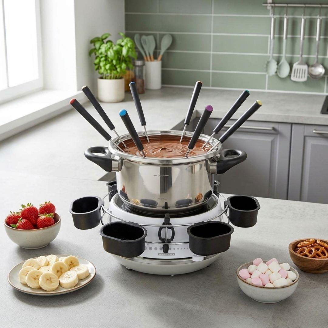 MELISSA 2L Electric Fondue Set with 8 Forks and Adjustable Temperature