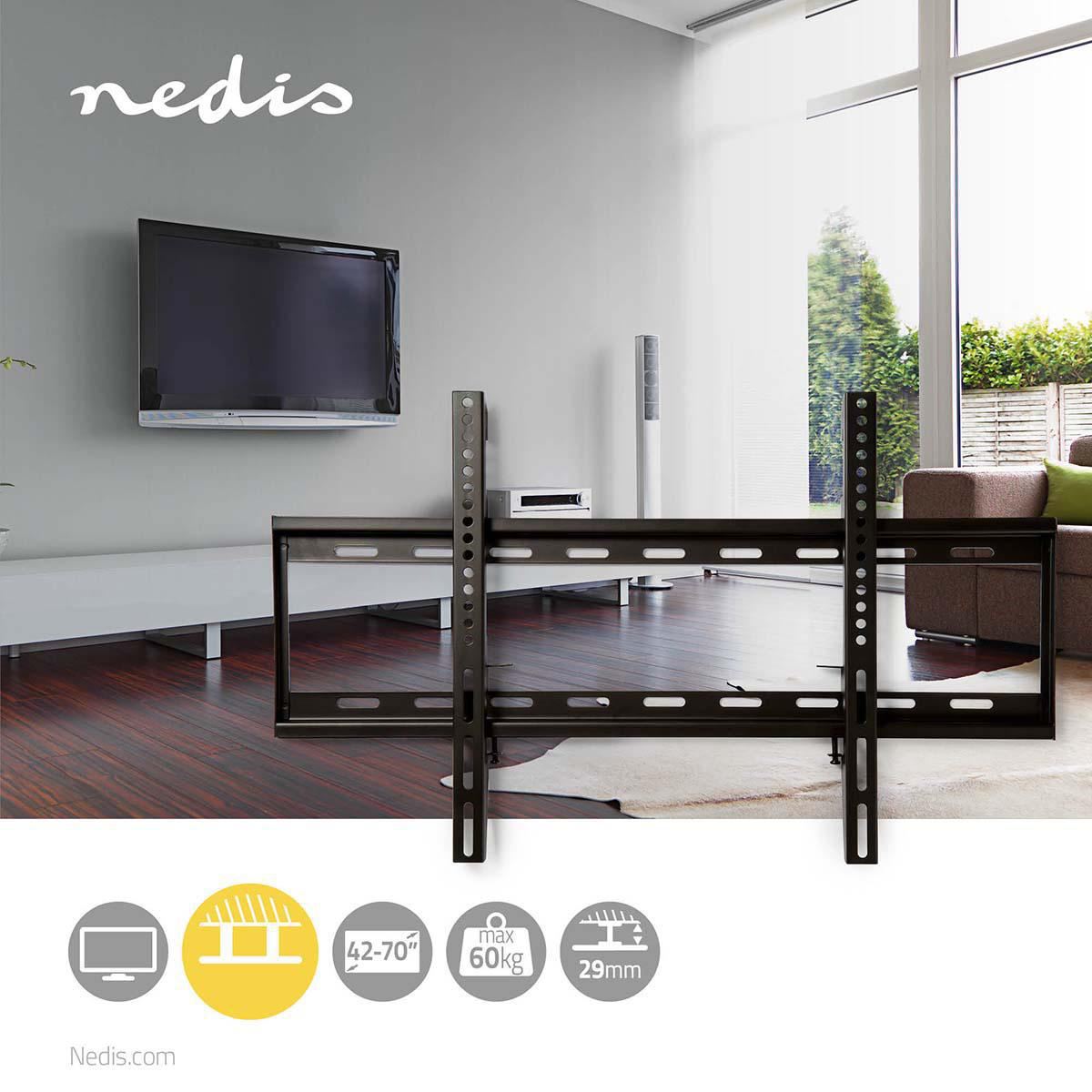 Nedis Fixed TV Wall Mount | 42 - 70 " | Maximum supported screen weight: 60 kg | Minimum wall distance: 29 mm | Steel | Black
