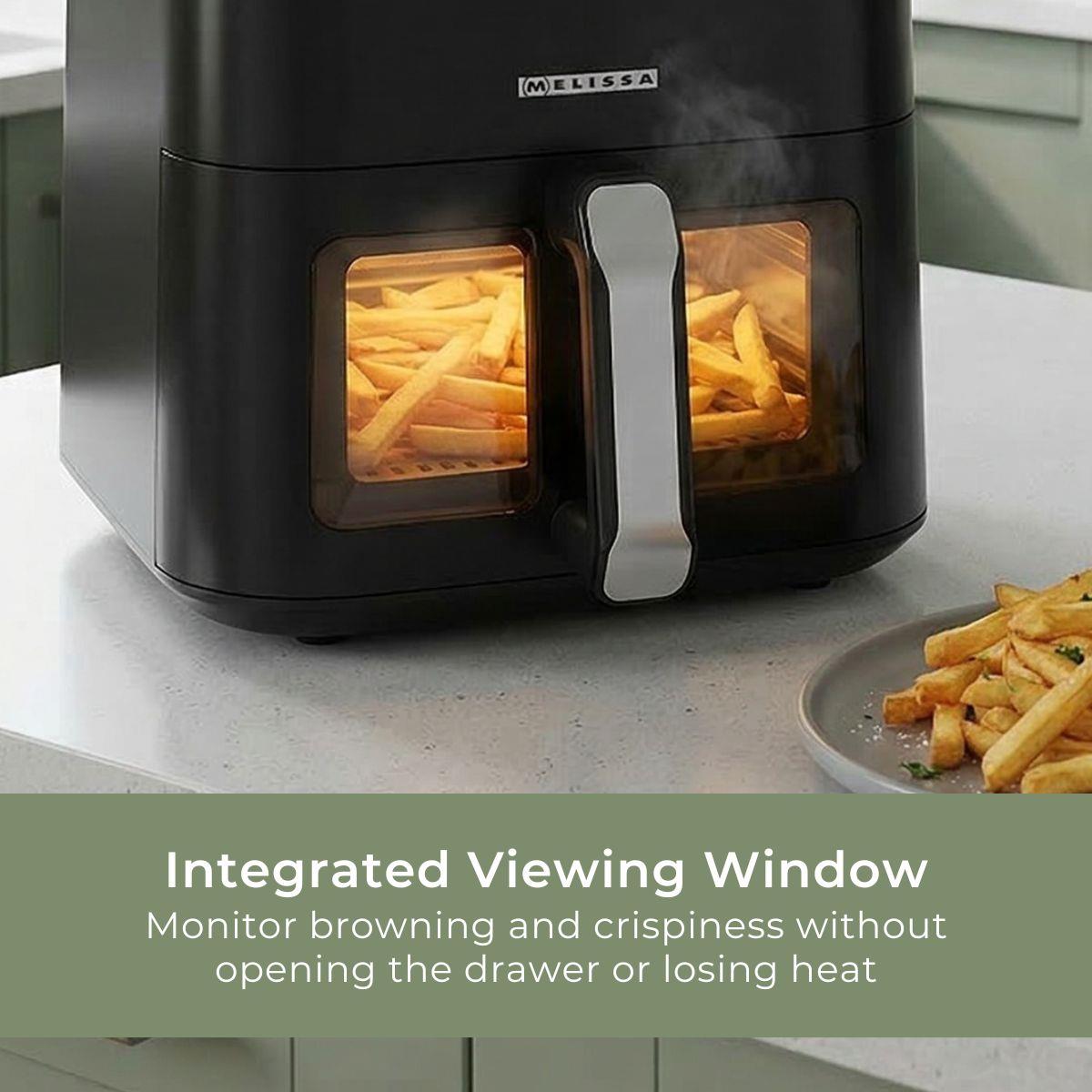 MELISSA Digital Hot Air Fryer XL | 5 l | 60-min Timer | 8 Presets | Viewing window | Black