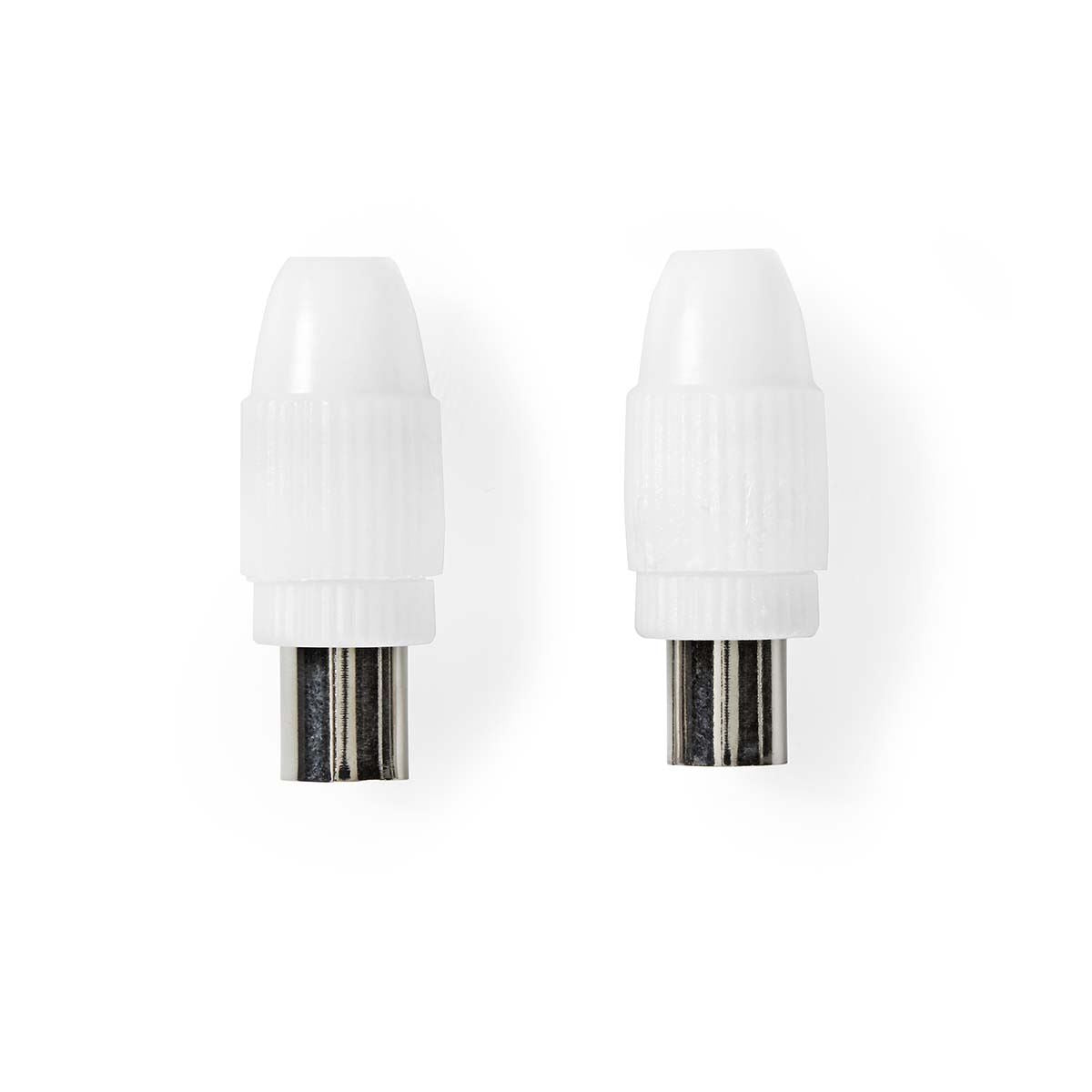 Nedis IEC (Coax) Connector | Straight | Female / Male | Nickel Plated | 75 Ohm | Screw | Cable input diameter: 7.0 mm | Metal / PVC | White | 2 pcs | Box