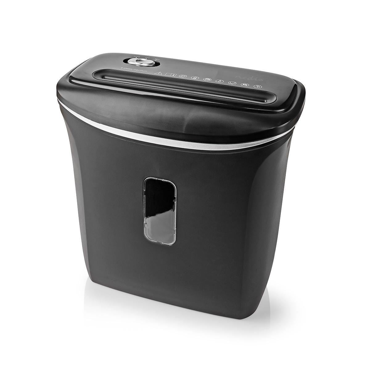 Nedis Paper Shredder, Cross Cut, DIN P-4 Security, 12L Capacity, Keep Your Desk Organised and Securely Dispose of Letters, Files, Invoices and Bank Cards , Black