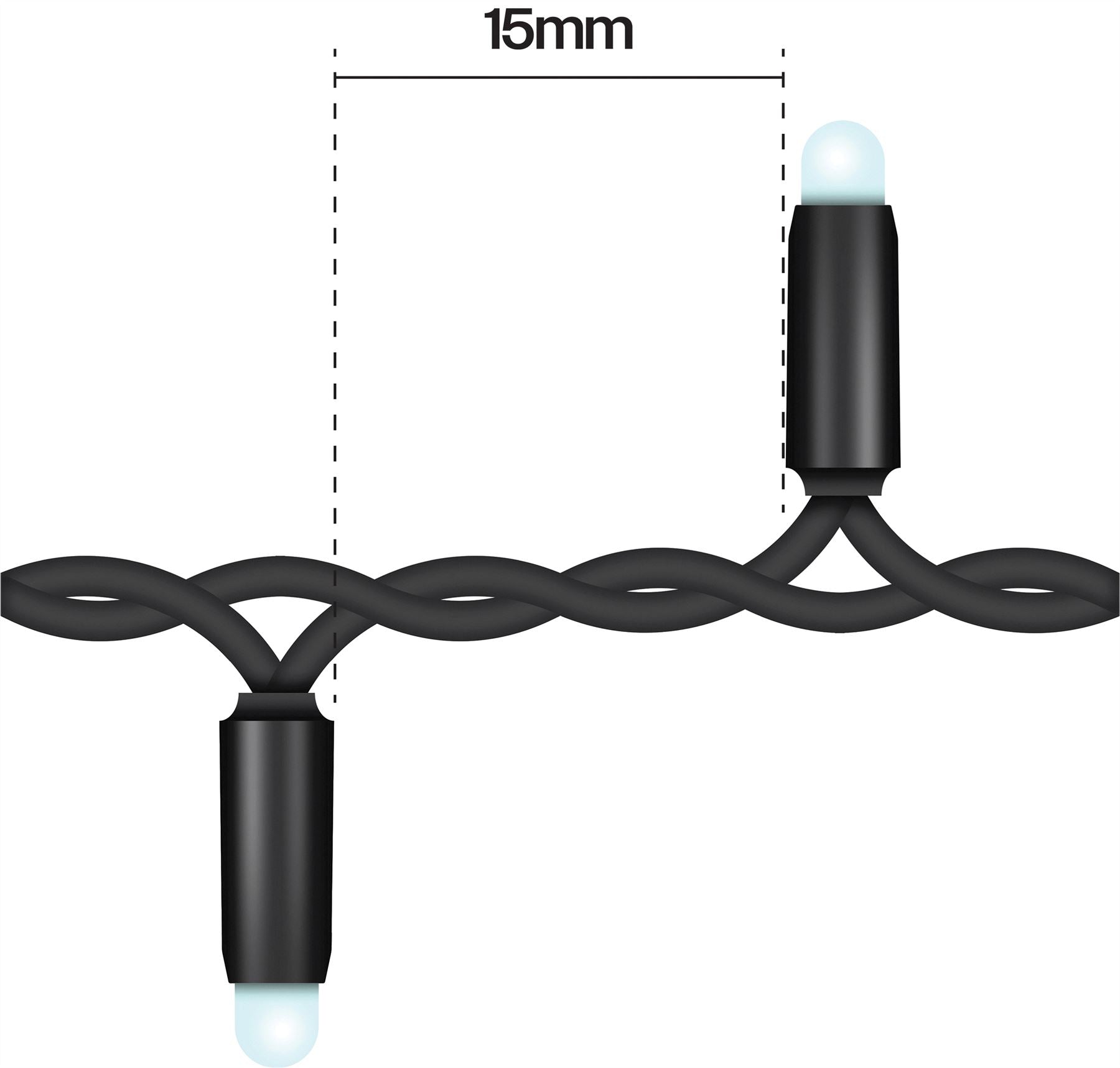 5m Easy-Connect Cool White 250 LED Cluster String Lights With Interconnectable Black Rubber Cable