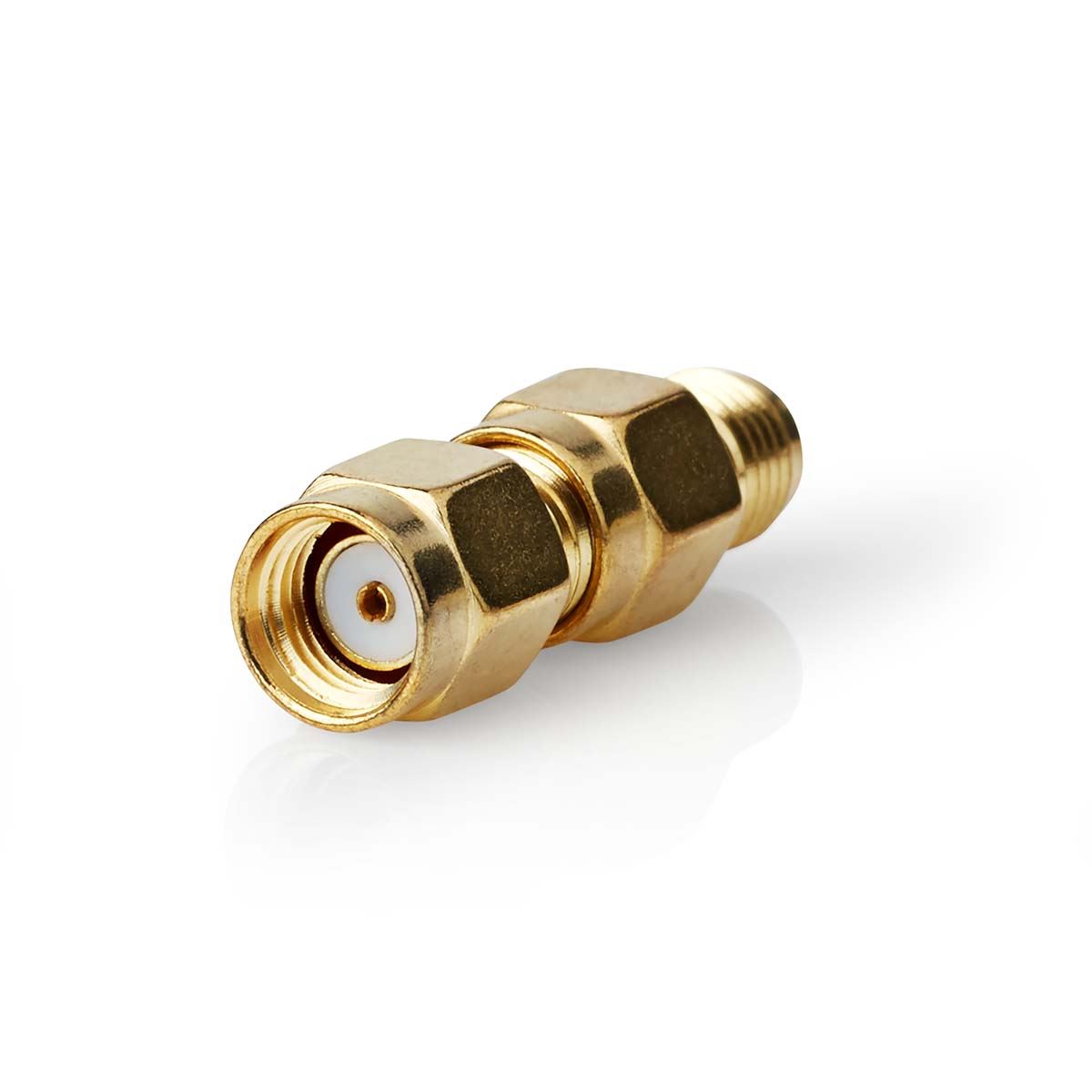 Nedis SMA Adapter | SMA Male Reverse Polarity | SMA Female | Gold Plated | 50 Ohm | Straight | Copper | Gold | 2 pcs | Box