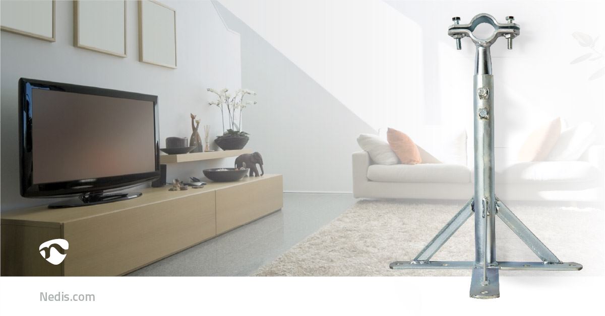 Nedis Steel TV Aerial Mast Pole Wall Facia Loft Mount Adjustable 350mm / 32 - 42 mm