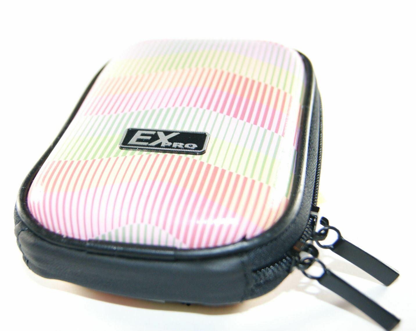 Ex-Pro Expression Collection -  Rainbow Lines White - Hard Clam Shock proof Digital Camera Case Bag (Cameras upto 95mm x 65mm x 25mm)