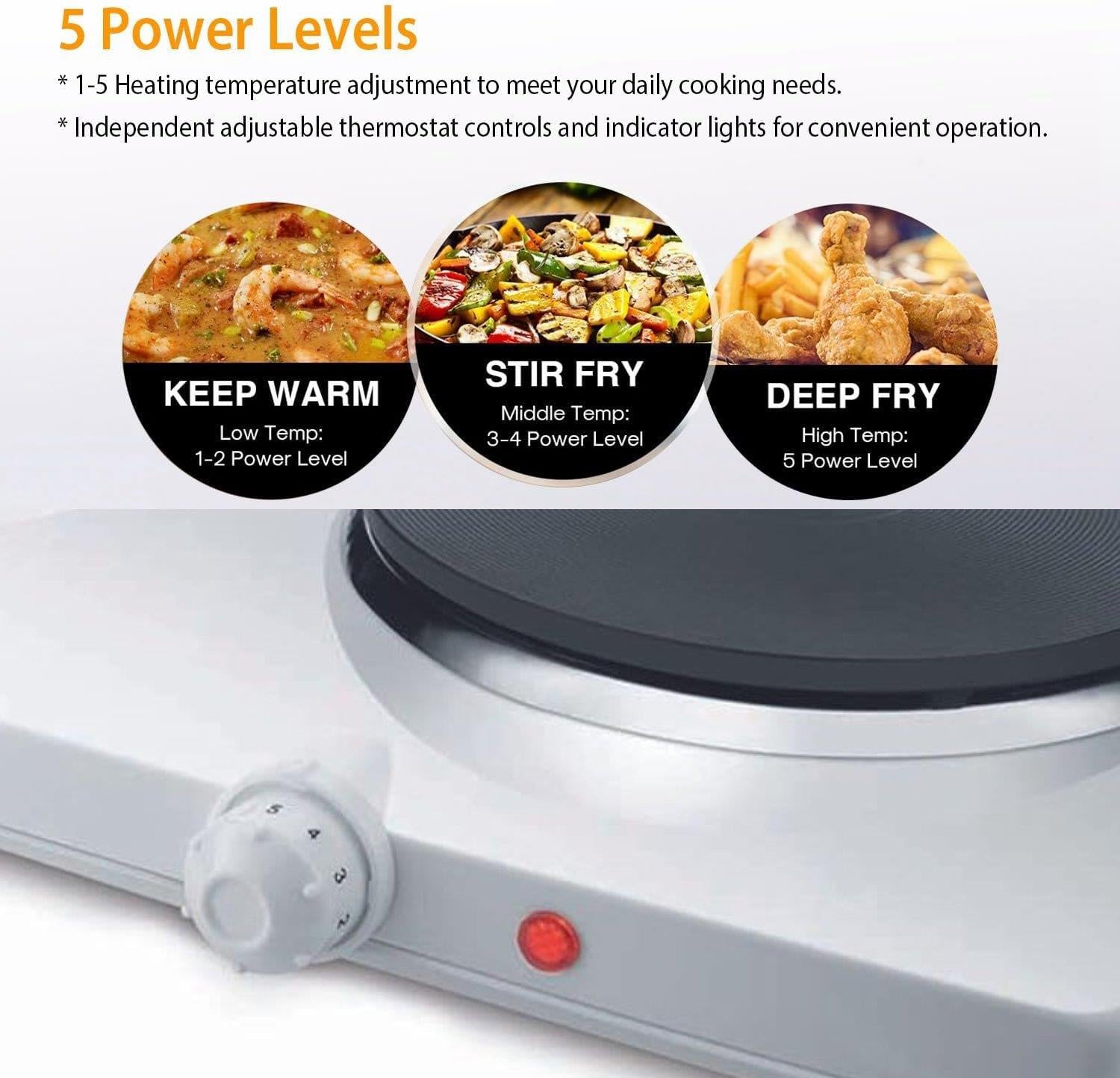 Nedis Hot Plate, Portable and Compact Electric Hob with Temperature Control for Home, Camping & Caravan Table Top Cooking - Double 2300W