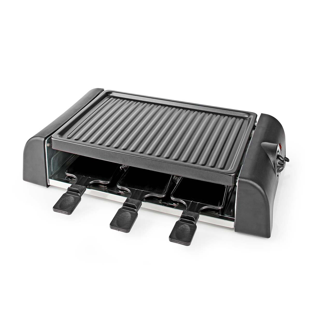 Nedis BBQ Raclette Grill 6 Person Set Pans & Spatulas Electric Cooker Grill Hot Plate