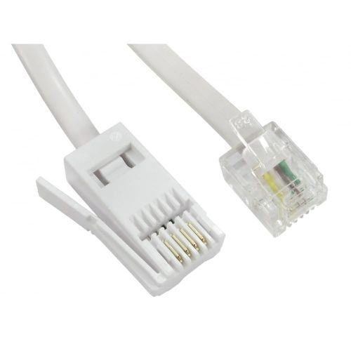 Ex-Pro RJ11 to BT Plug Telephone Line Modem Fax Cable Lead 3m White [Straight 6P4C]