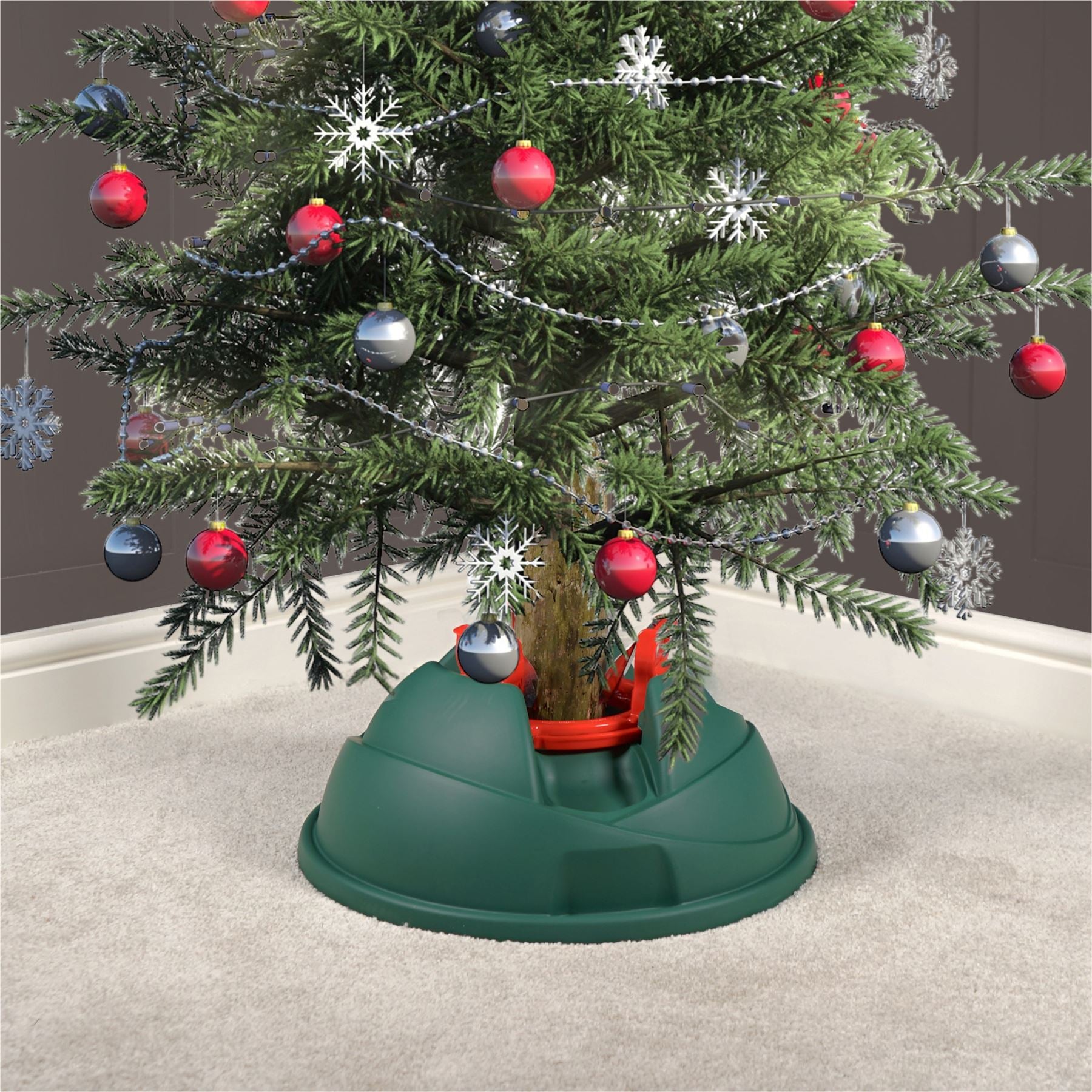 Auto Lock Christmas Tree Stand with 3 Clasps and 1.2L Water Tank, for Real Trees up to 2.8m / 9ft