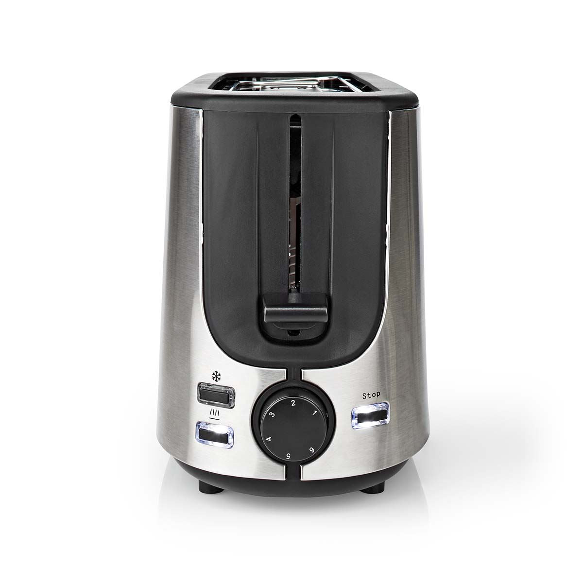 Nedis 1000W 1 Slot Stainless Steel Toaster with 6 Browning Levels, Defrost & Reheat Settings - Stainless Steel