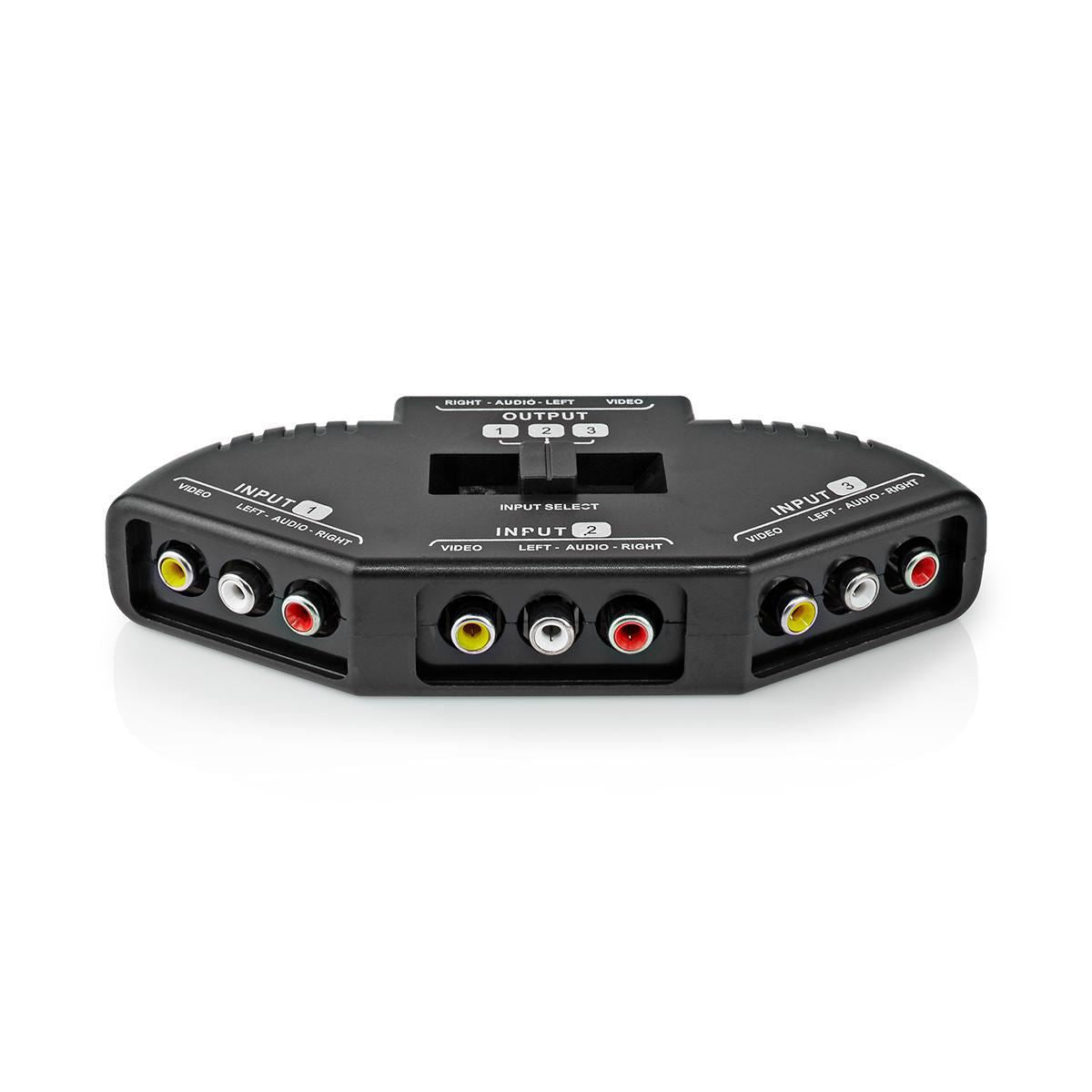 Nedis Composite Video Switch | 3 port(s) | Connection input: 3x Composite Video (RWY) | Connection output: 1x Composite Video (RWY) | 1024x576 | ABS | Black