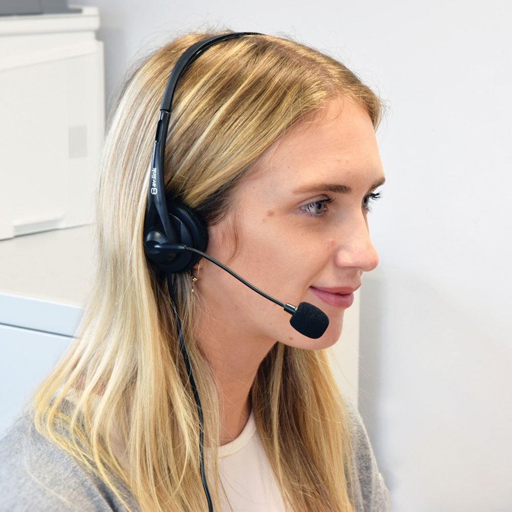 Av:link Lightweight USB Headset with Headphones & Microphone - Black