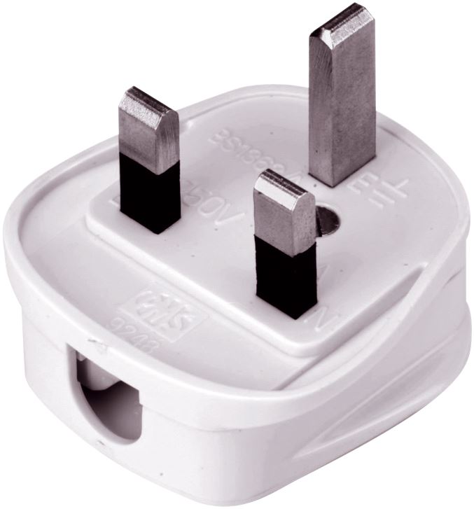 Rewireable Quick Fit 3 Pin UK Mains Plug Fitted with 13A Amp Fuse White