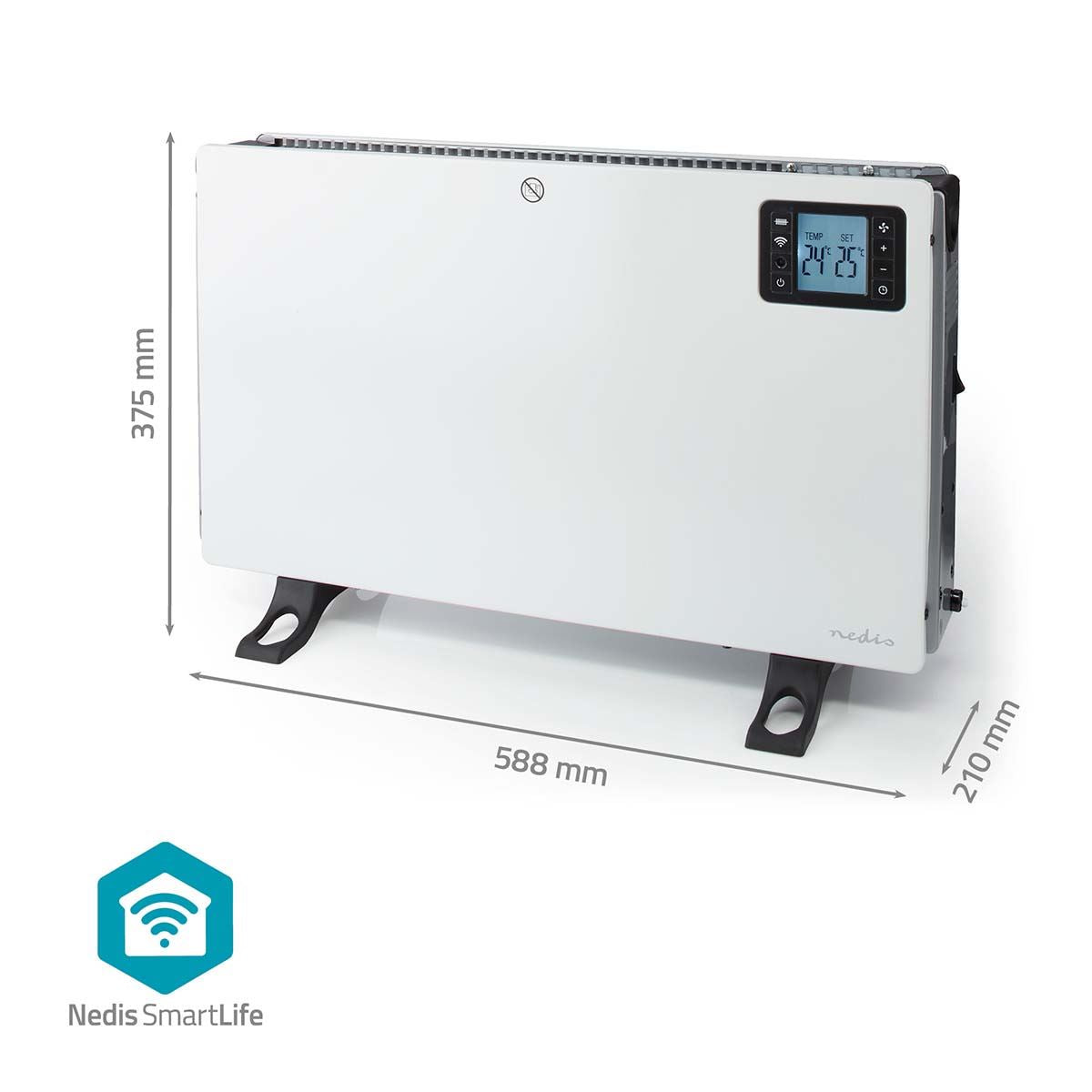 Nedis SmartLife Convection Heater | Wi-Fi | 2000 W | 3 Heat Settings | LCD | 5 - 37 °C | Adjustable thermostat | White