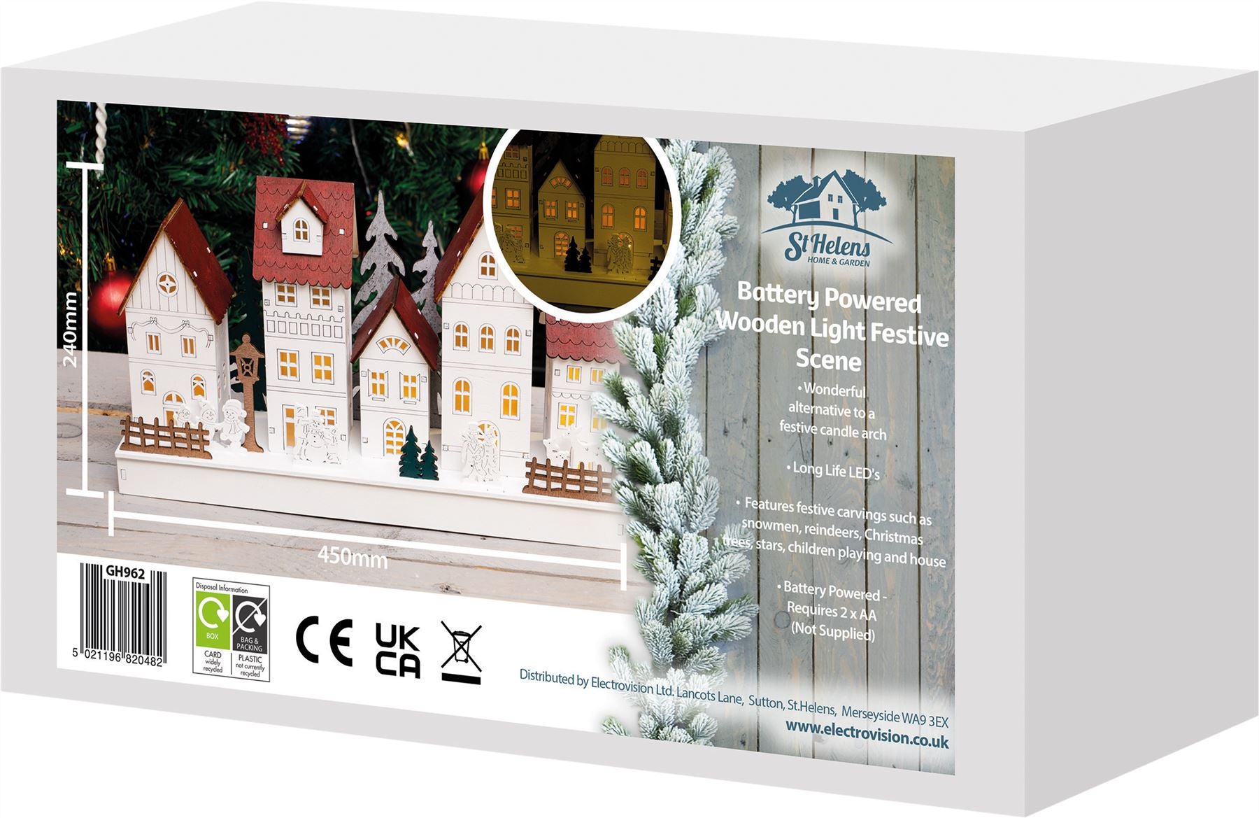 Christmas Wooden LED Light Up Festive Village Scene Decoration