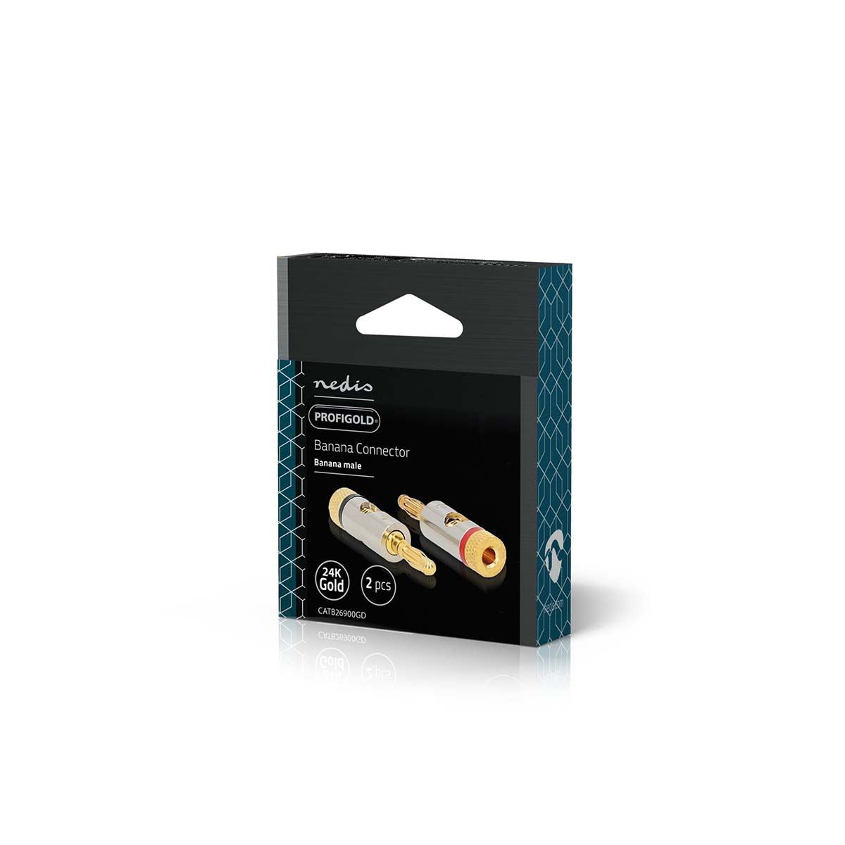 Nedis Banana Connector | Straight | Male | Gold Plated | Screw | Cable input diameter: 3.0 mm | Metal | Gold | 2 pcs | Cover Window Box