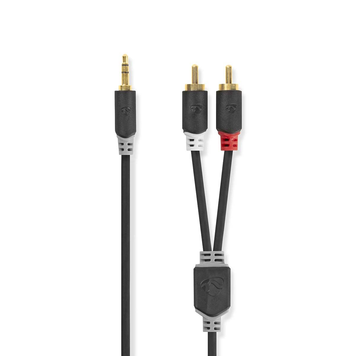 Nedis Stereo Audio Cable | 3.5 mm Male | 2x RCA Male | Gold Plated | 3.00 m | Round | Anthracite | Box