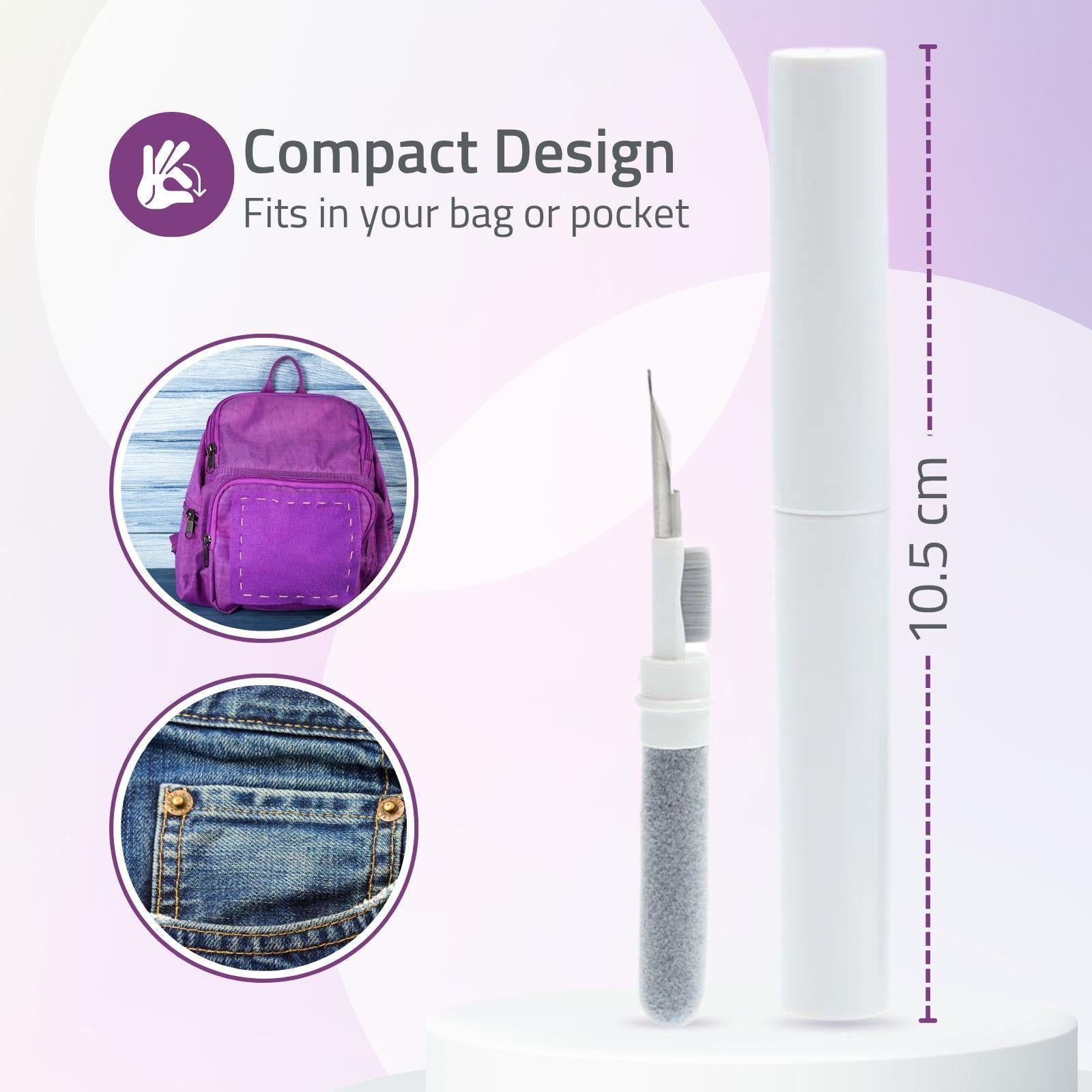 Nedis 3-in-1 Headphone Pro Cleaning Pen Kit, Multifunctional with Sponge, Brush & Metal Tip, for In-Ear Earphones & Earbuds, Phones, Electronics and More